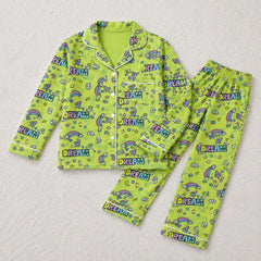 Neon Dreamscape Unisex Lime Green Linen Nightwear Set