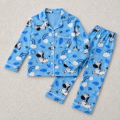 Dreamy Safari Sky Blue Unisex Linen Nightwear Set