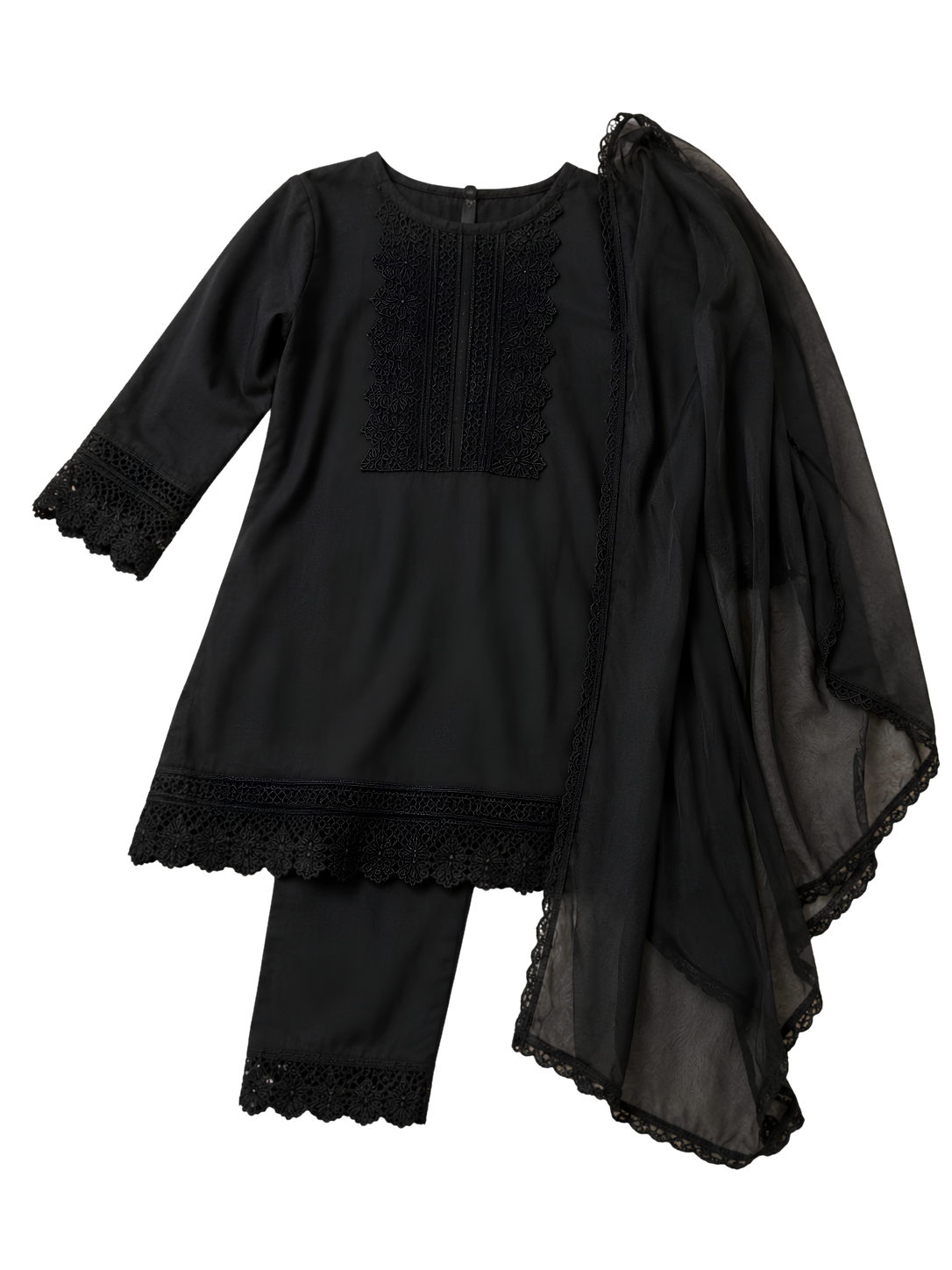 Midnight Lace Elegance 3-Piece Suit Set