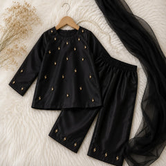 Midnight Noir Shamoz Silk Hand-Embellished Kurti Set