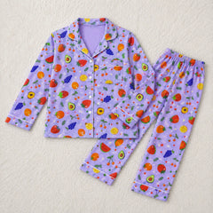Berry Orchard Unisex Lavender Linen Nightwear Set