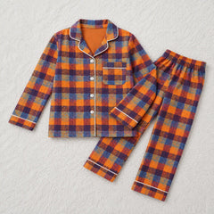 Harvest Plaid Unisex Button-Down Nightwear Set