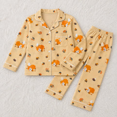 Cozy Woodland Fox Unisex Linen Nightwear Set
