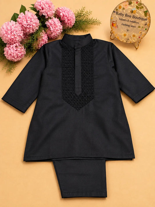 Midnight Black Kurta Set